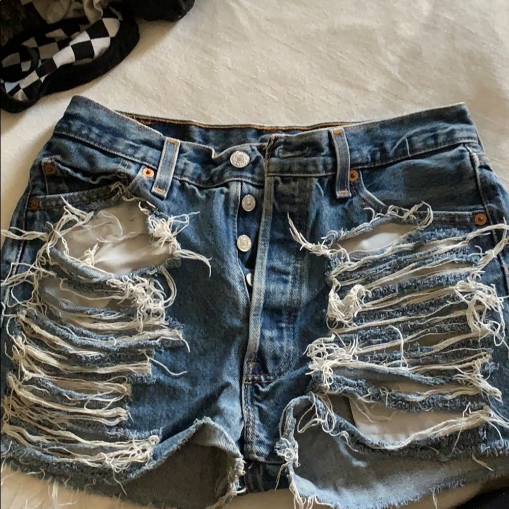 Distressed Levi’s Jean shorts